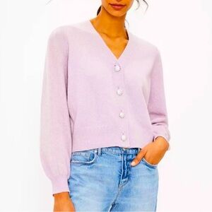 LOFT Lavender Purple Jewel Button Cardigan Size Medium